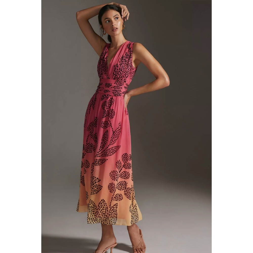 Verb by Pallavi Singhee Anthropologie‎ Pink Ombre Polka Dot Maxi Dress XXS NWT
